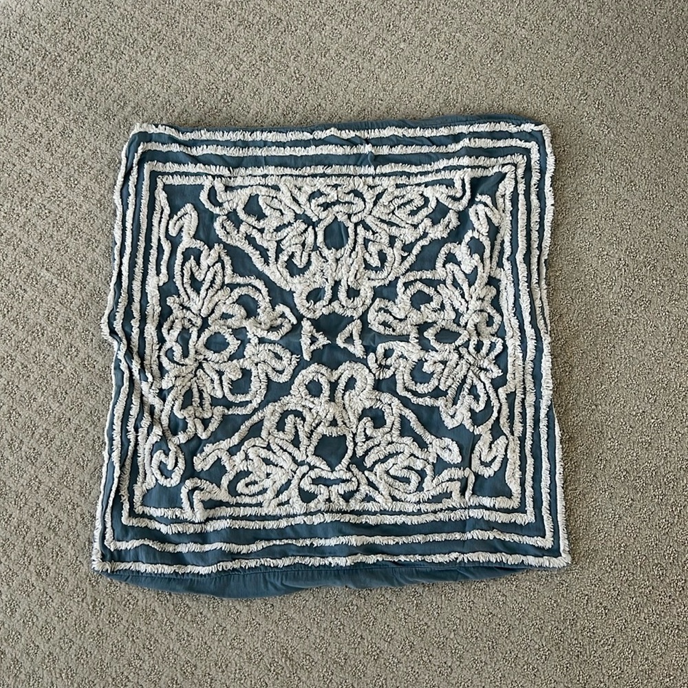 Pottery Barn Euro Sham pillow cases - blue with white details | SET OF 3 🥏🧿